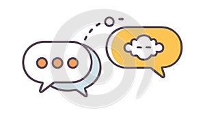 Two Speech Bubbles with Ellipses Icon - Ongoing Chat, vector design Generative AI