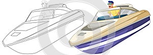 Two speedboats ,outline and color