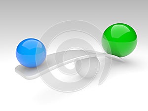 Two spheres compare (balance concept)