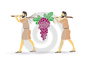 Two spies of Israel carrying grapes of Canaan