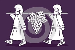 Two Spies of Israel Carrying Grapes of Canaan Cartoon Graphic Vector