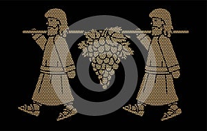 Two Spies of Israel Carrying Grapes of Canaan Cartoon Graphic Vector