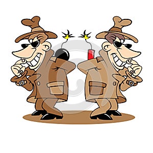 Two spies vector illustration