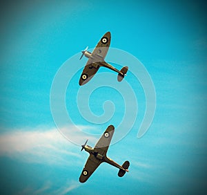 Two Spitfires flying in formation