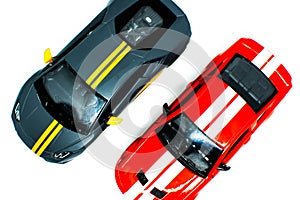 Two sports cars from above. Need for speed. Nice cars