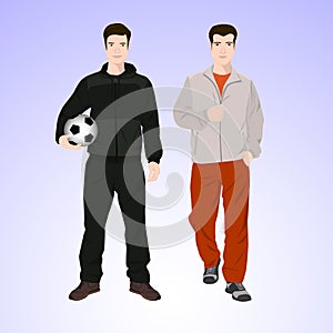 Two sports man with a soccer ball