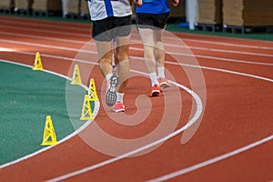 Two sportspersons contest in race walk competition