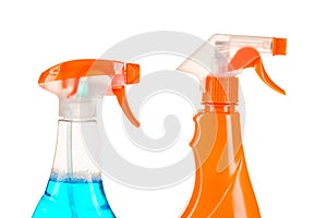 Two spray bottle with cleaning agents