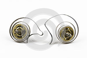 Two springs from the clock isolated on a white background
