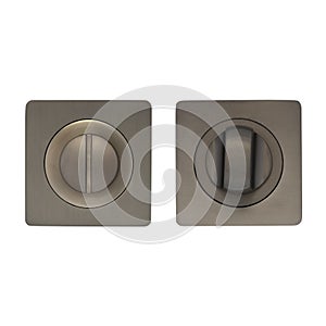 Two square door trims with a twist mechanism in graphite color