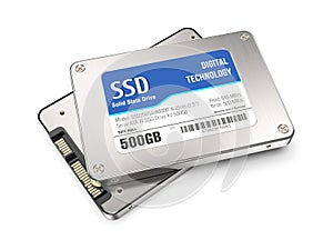 Two SSD isolated on white background 3d