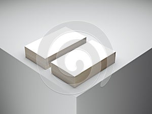Two stacks of white business cards. 3d rendering