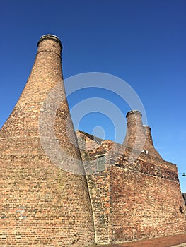 Two Staffordshire brick Bottle kilns