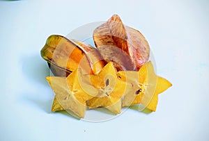 Two star fruit or carambola a tropical fruit