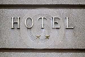 Two stars hotel sign
