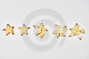 Two stars ranking. 2 baked star shape cookies