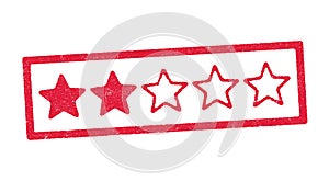 Two stars red ink stamp