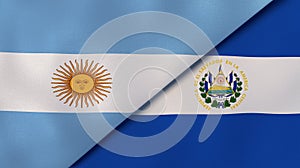 The flags of Argentina and El Salvador. News, reportage, business background. 3d illustration photo
