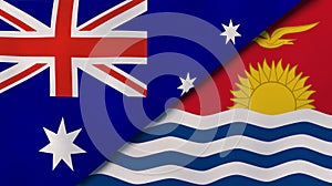 The flags of Australia and Kiribati. News, reportage, business background. 3d illustration photo