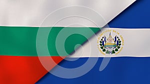 The flags of Bulgaria and El Salvador. News, reportage, business background. 3d illustration photo