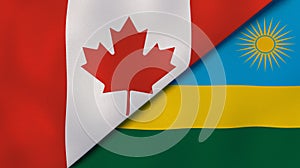 The flags of Canada and Rwanda. News, reportage, business background. 3d illustration photo