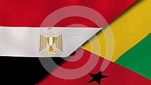 The flags of Egypt and Guinea Bissau. News, reportage, business background. 3d illustration photo