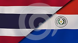 The flags of Thailand and Paraguay. News, reportage, business background. 3d illustration photo
