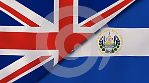 The flags of United Kingdom and El Salvador. News, reportage, business background. 3d illustration photo