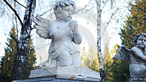 Two statues of angels children