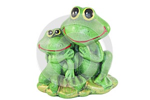 Two statues of frogs