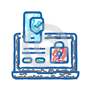 two step authentication icon doodle illustration