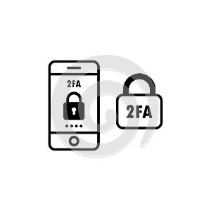 Two step authentication icon illustration. Smartphone safety login or signin. Vector illustration