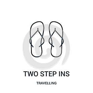 two step ins icon vector from travelling collection. Thin line two step ins outline icon vector illustration. Linear symbol photo