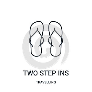 two step ins icon vector from travelling collection. Thin line two step ins outline icon vector illustration. Linear symbol