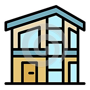 Two storey cottage icon color outline vector