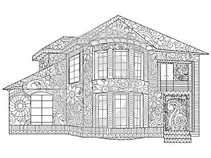 Two-storey house coloring vector