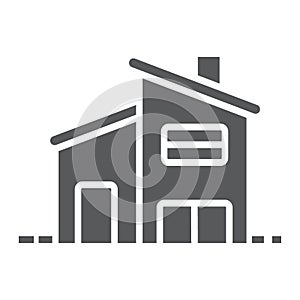 Two storey house glyph icon, real estate and home