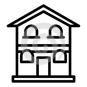 Two storey house icon, outline style