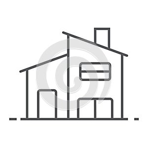Two storey house thin line icon, real estate