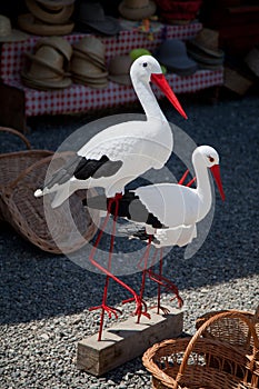 Two storks in the store stall