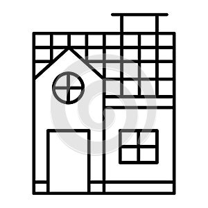 Two-story house thin line icon. Small cottage vector illustration isolated on white. Architecture outline style design