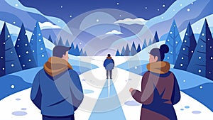 Two strangers meet on a snowy path and end up pouring out their life stories to each other in the peacefulness of the photo