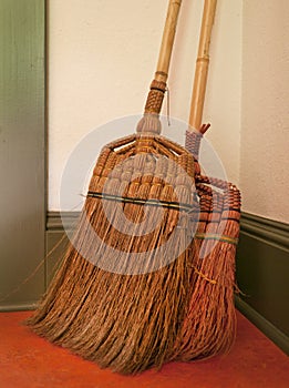 Two Straw Brooms