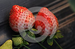 Two strawberries