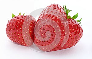 Two strawberries isolated on white