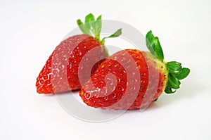 Two strawberries isolated on white background. Clipping Path