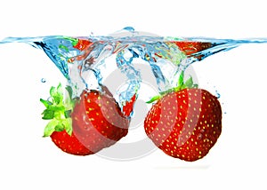 Two strawberries in the water