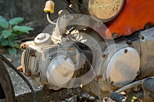 Two stroke engine of vintage Japanese motorcycle