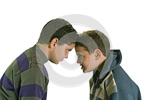 Two stubborn boys arguing photo