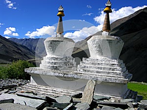 Two stupas in zanskar photo